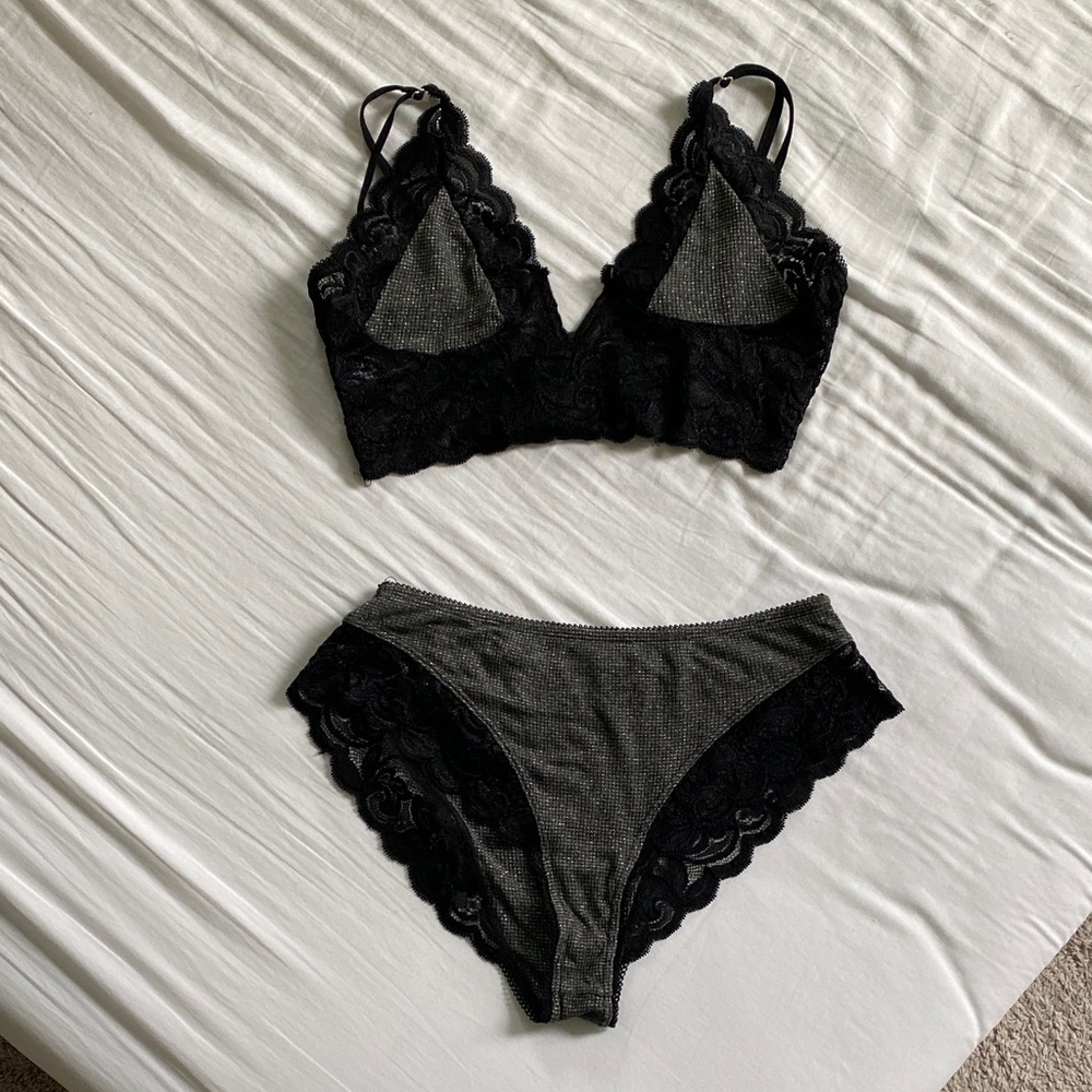 Black Lace Bralette and Panty Set